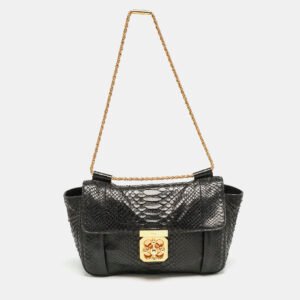 chloe black python medium elsie chain shoulder bag