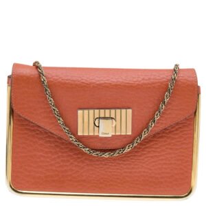 Chloe Orange Leather Small Sally Shoulder Bag