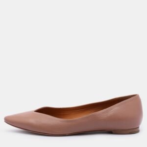 Chloe Beige Leather Pointed Toe Ballet Flats 35