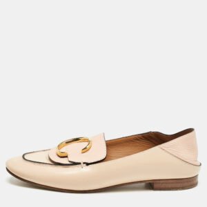 Chloe Beige Leather Convertible Loafers Size 37