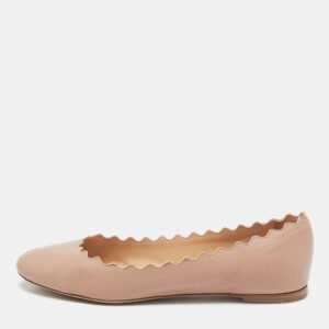 Chloe Dusty Pink Leather Scallop Lauren Ballet Flats Size 36.5