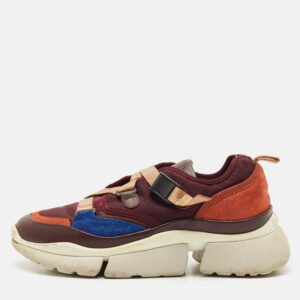 Chlo&eacute; Multicolor Suede and Mesh Sonnie Sneakers Size 39
