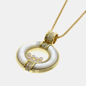 Chopard 18K Yellow Gold Happy Diamond Shell 8P Large Necklace