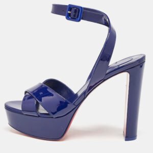 Christian Louboutin Blue Patent Leather Supramariza Platform Sandals Size 40
