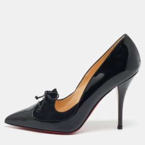 luxury-women-christian-louboutin-new-shoes-p1145519-009.jpg christian louboutin black patent leather and suede queue di pie pumps size 36