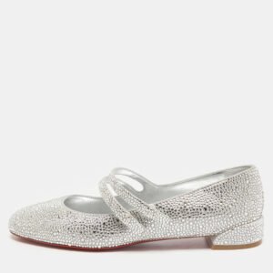 Christian Louboutin Silver Strass Sweet Jane Ballet Flats Size 40