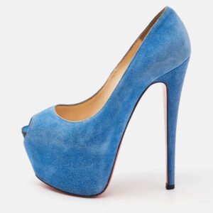 Christian Louboutin Blue Suede Highness Platform Pumps Size 35