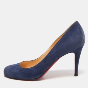 Christian Louboutin Blue Suede Simple Round Toe Pumps Size 37