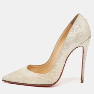 Christian Louboutin White Glitter Effect Fabric So Kate Pumps Size 36.5