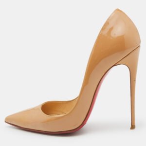 Christian Louboutin Beige Patent Leather So Kate Pumps Size 38.5