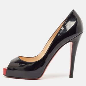 christian louboutin black patent leather new very prive pumps size 37