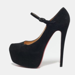 Christian Louboutin Black Suede Lady Daf Mary Jane Pumps Size 39