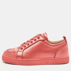 Christian Louboutin Pink Satin Louis Junior Orlato Low Top Sneakers Size 36