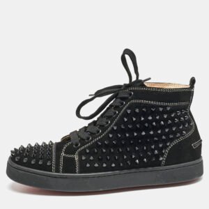 Christian Louboutin Black Suede Louis Spikes High Top Sneakers Size 39