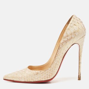 Christian Louboutin Cream Python Leather Pigalle Follies Pumps Size 39.5