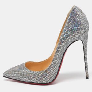 luxury-women-christian-louboutin-used-shoes-p1140738-009 Christian Louboutin Silver Glitter Pigalle Follies Pumps Size 40.5