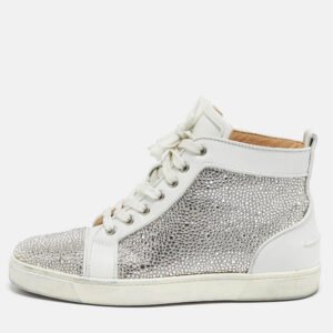 Christian Louboutin White Leather Louis Strass Sneakers Size 39