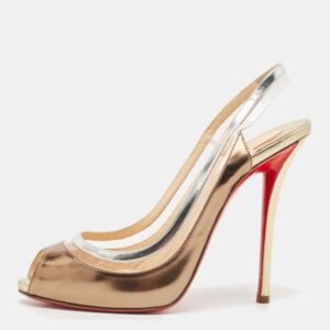 luxury-women-christian-louboutin-used-shoes-p1142328-003 Christian Louboutin Multicolor Leather and PVC Gospell Slingback Pumps Size 38