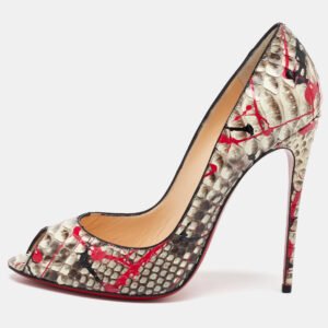luxury-women-christian-louboutin-used-shoes-p1143925-001 Christian Louboutin Multicolor Painted Splatter Python Peep Toe Pumps Size 40