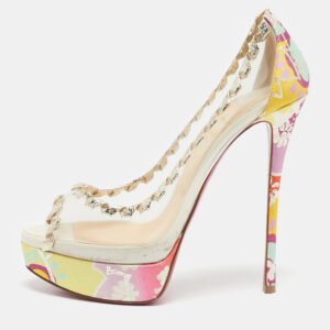 luxury-women-christian-louboutin-used-shoes-p1144485-009.jpg christian louboutin multicolor leather and pvc fictoire peep toe pumps size 39
