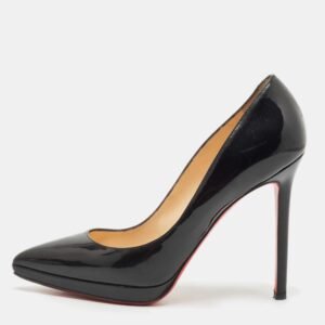 Christian Louboutin Black Patent Leather Pigalle Plato Pointed Toe Pumps Size 38