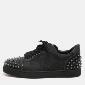Christian Louboutin Black Glitter Vieira 2 Low Top Sneakers Size 37