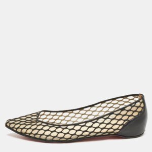 Christian Louboutin Black Leather and Mesh Miss Mix Ballet Flats Size 36.5