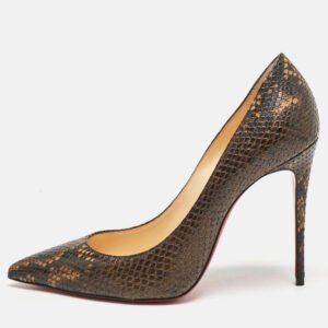 christian louboutin dark brown python embossed leather so kate pumps size 37
