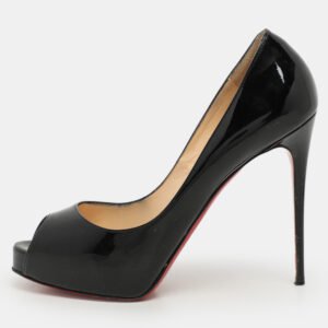 luxury-women-christian-louboutin-used-shoes-p1150906-001 Christian Louboutin Black Patent Leather New Prive Pumps Size 38.5