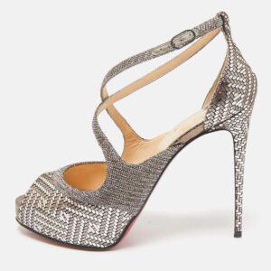 luxury-women-christian-louboutin-used-shoes-p1151162-010-2 Self-Portrait Black Tweed and Chiffon Pleated Tailored Bodice Midi Dress M