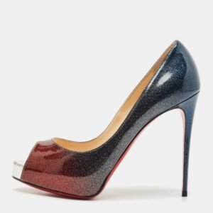Christian Louboutin Blue/Red Ombre Patent Leather New Very Prive Pumps Size 37.5