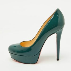 Christian Louboutin Dark Teal Green Patent Leather Bianca Platform Pumps Size 35