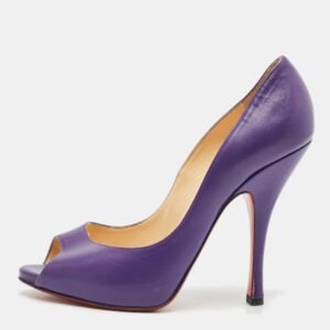 Christian Louboutin Purple Leather Flo Peep Toe Pumps Size 37.5