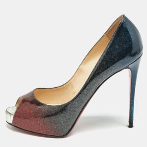 Christian Louboutin Ombre Blue/Red Glitter Patent Leather New Very Prive Pumps Size 37.5