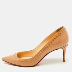 Christian Louboutin Beige Patent Leather Anjalina Pumps Size 35.5
