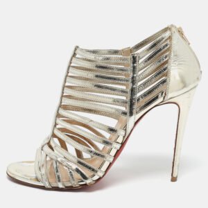 Christian Louboutin Light Gold Leather City Jolly Cage Sandals Size 38.5