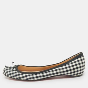 Christian Louboutin White/Black Canvas  Ballet Flats Size 39.5