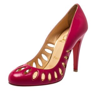 Christian Louboutin Pink Leather Laser Cut Pumps Size 36.5
