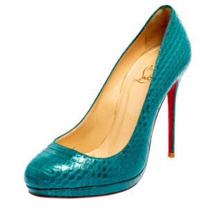 Christian Louboutin Torquoise Blue Python New Simple Pumps Size 37