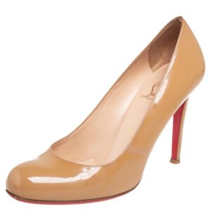 Christian Louboutin Beige Patent Leather Ron Ron Pumps Size 37.5