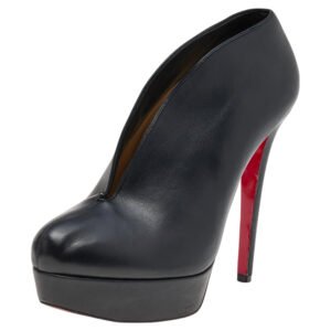 Christian Louboutin Black Leather Fast Plato Platform Booties Size 36.5
