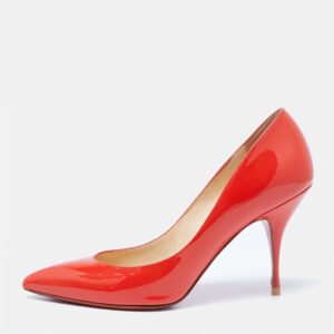 Christian Louboutin Orange Patent Leather Piou Piou Pumps Size 38