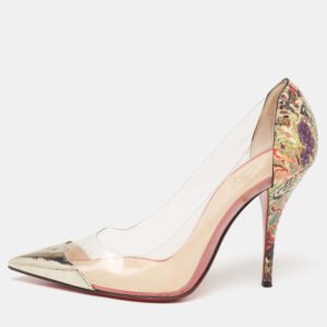 Christian Louboutin Multicolor Python Leather and PVC Djalouzi Metal Cap Pointed-Toe Pumps Size 39