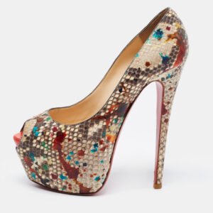 Christian Louboutin Multicolor Python Leather Highness Platform Pumps Size 38