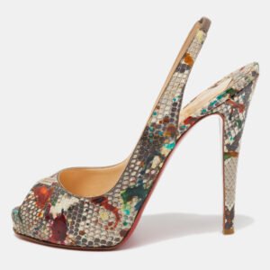 Christian Louboutin Multicolor Python No Prive Slingback Pumps Size 41