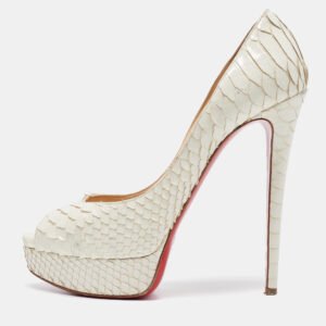 Christian Louboutin White Python Lady Peep Pumps Size 41