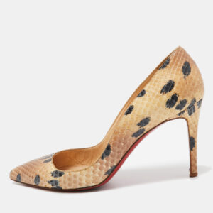 Christian Louboutin Beige/Black Snakeskin Decollete Pumps Size 39