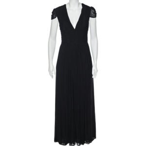Class by Roberto Cavalli Black Jersey Ruched Maxi Dress M