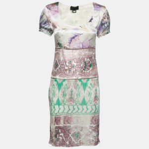 Class by Roberto Cavalli Multicolor Floral Printed Satin Dresses S