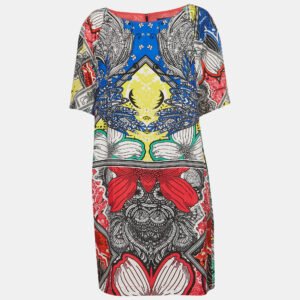 luxury-women-class-by-roberto-cavalli-used-clothes-p967581-003 Class by Roberto Cavalli Multicolor Printed Crepe Mini Shift Dress L